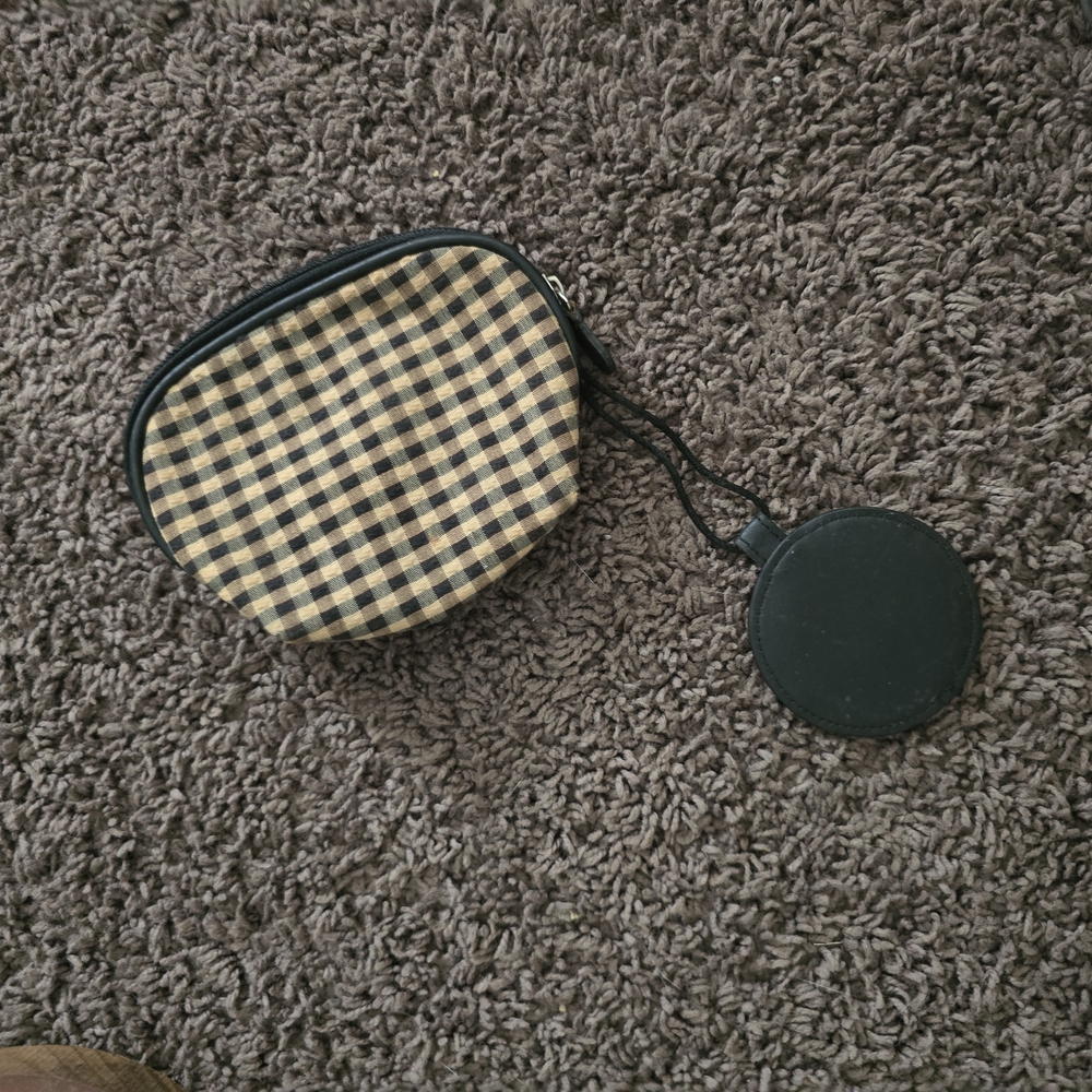 Longaberger Checkered Pouch with Black Accent